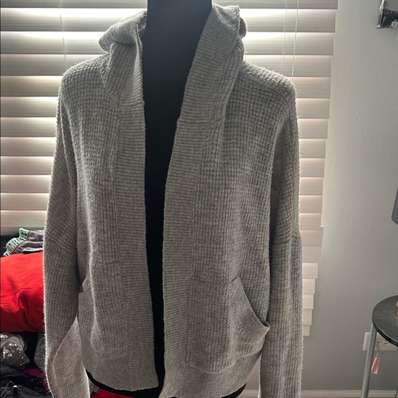 Express Gray Hooded Cardigan Sweater - Picture 2 of 4